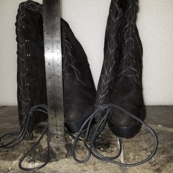 Extreme Black Knee High Platform Stiletto Heel Boots - Picture 5 of 7